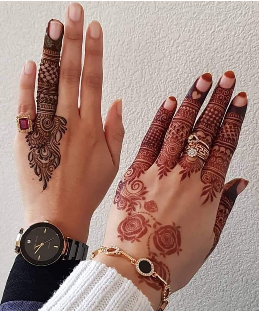 Easy Royal Finger Mehndi Design for Front, Back