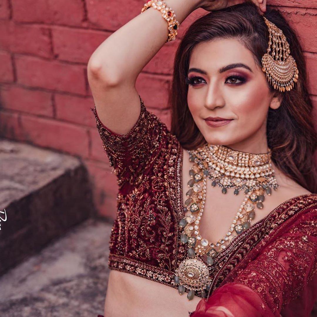 Maroon Colour Jewellery Set for Wedding | FashionCrab.com