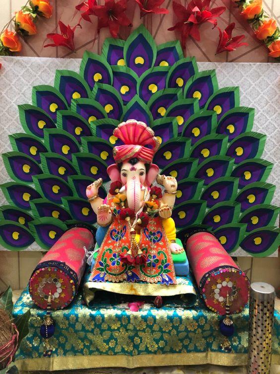 ganpati decoration ideas for home peacock