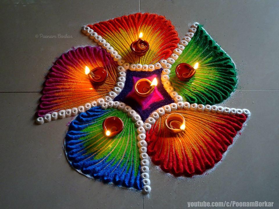 Simple Rangoli for Diwali with Mandala 