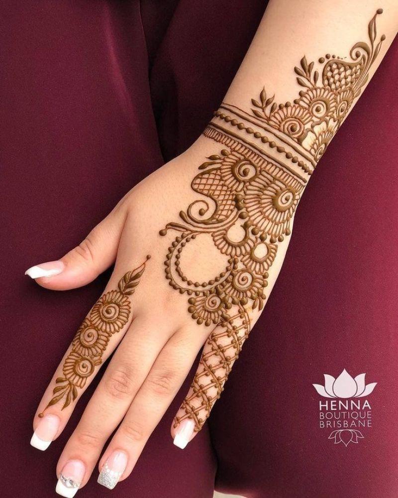 72291 one side mehndi design henna boutique simple grid floral