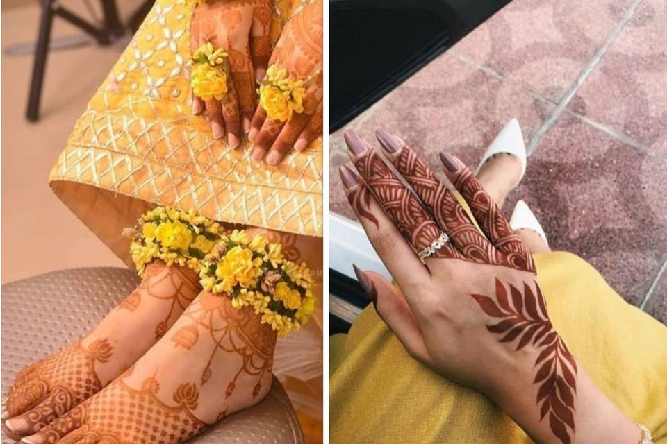 Mehndi design thatll make heads turn. an unrecognizable woman with mehendi  painted on her hands on her wedding day Stock Photo - Alamy