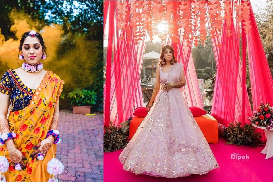 Bridal Pink Gharara Pakistani with Orange Kameez and Dupatta – Nameera by  Farooq