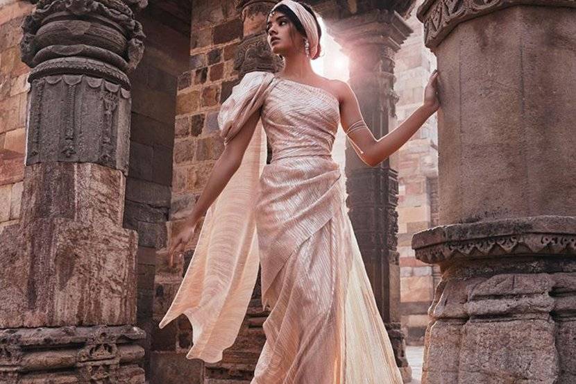 Semi stitched hotsell saree gown