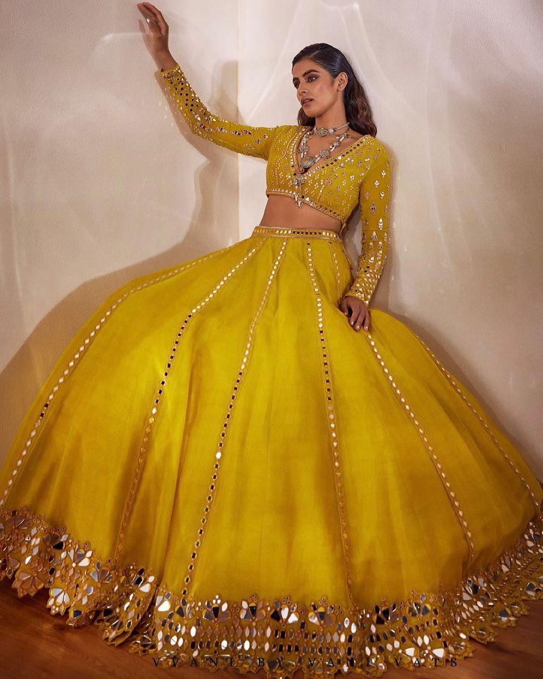 Buy Yellow Georgette And Embroidery Floral V Lehenga Set For Women by Adi  By Aditya Khandelwl Online at Aza Fashions.