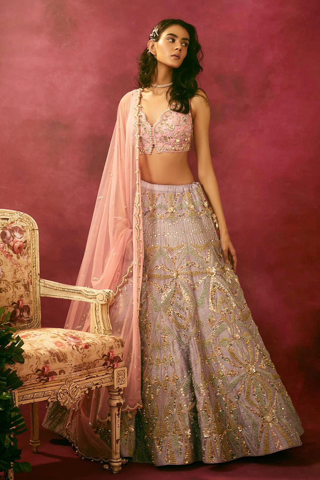 Fun Delhi Wedding With An Exquisite Blush Pink Bridal Lehenga | Sabyasachi  lehenga, Bridal outfits, Indian bridal outfits