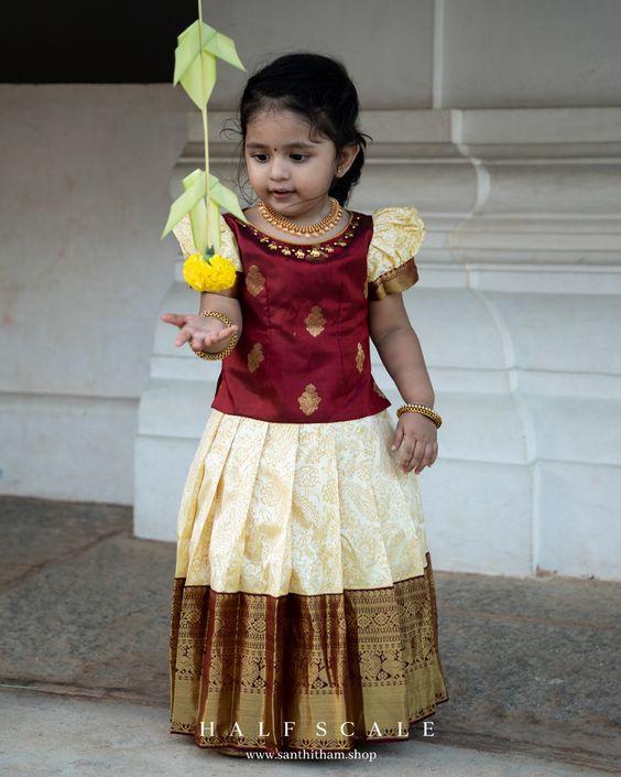 BownBee Silk Half Sleeves Motif Printed South Indian Pavda Pattu Lehenga  Choli - Green Lehenga Choli Ethnic Traditional Wear Festive Rakhi Eid Dwali  Holi Janmasthmi Wedding Round Neck Durga Puja – BownBee -