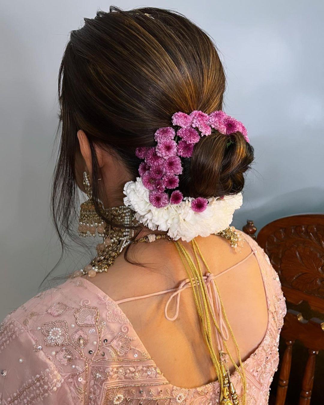 Bridal hairstyle with flower bun ll Low bun ll original flower Bun ll ❤️ -  YouTube