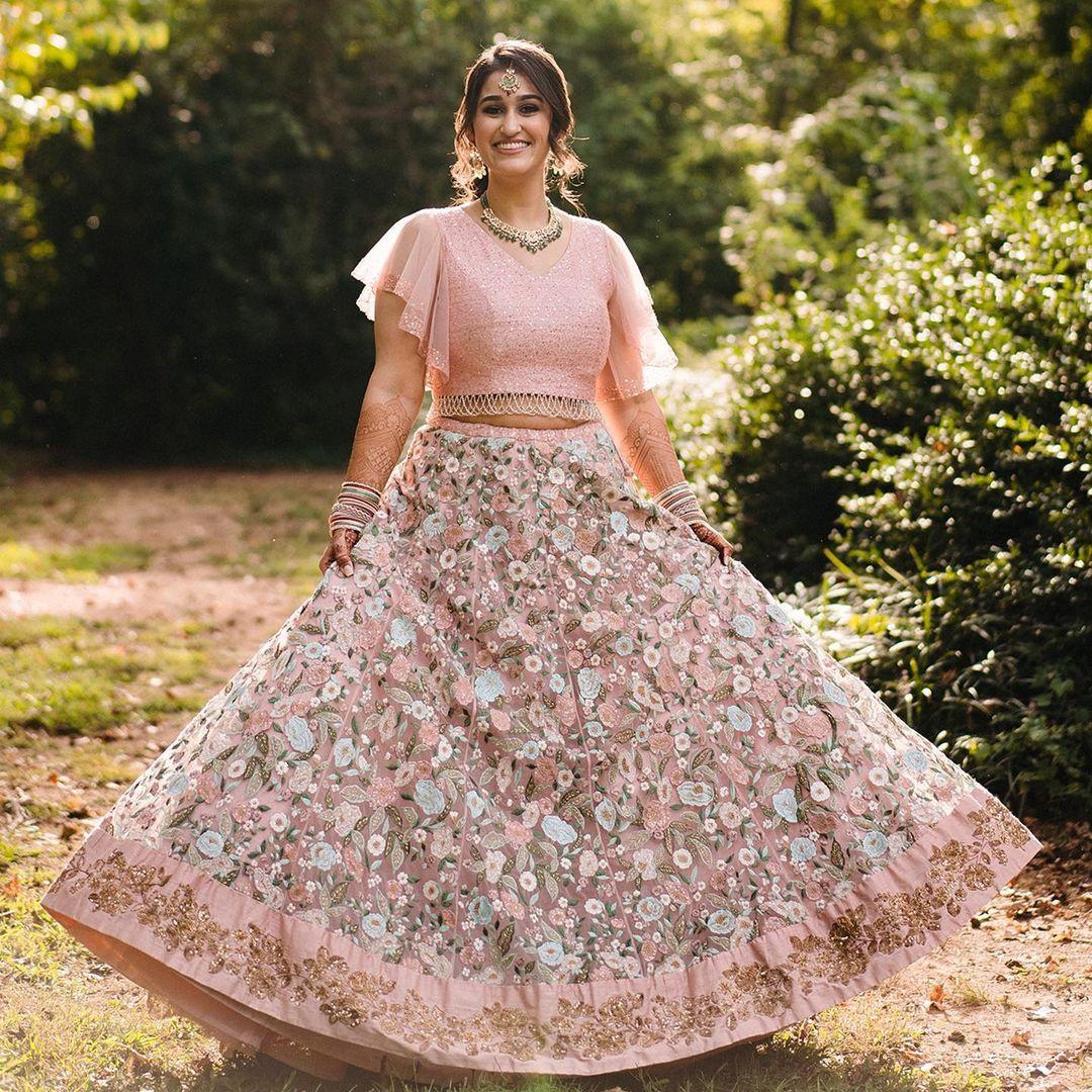 Buy Fawn Paisley Patterned Bridal Lehenga Online in India @Mohey - Lehenga  for Women