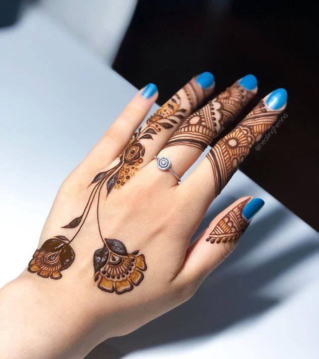 12 Elegant And Unique Finger Mehndi Designs | Ring mehndi design, Finger mehendi  designs, Simple henna tattoo