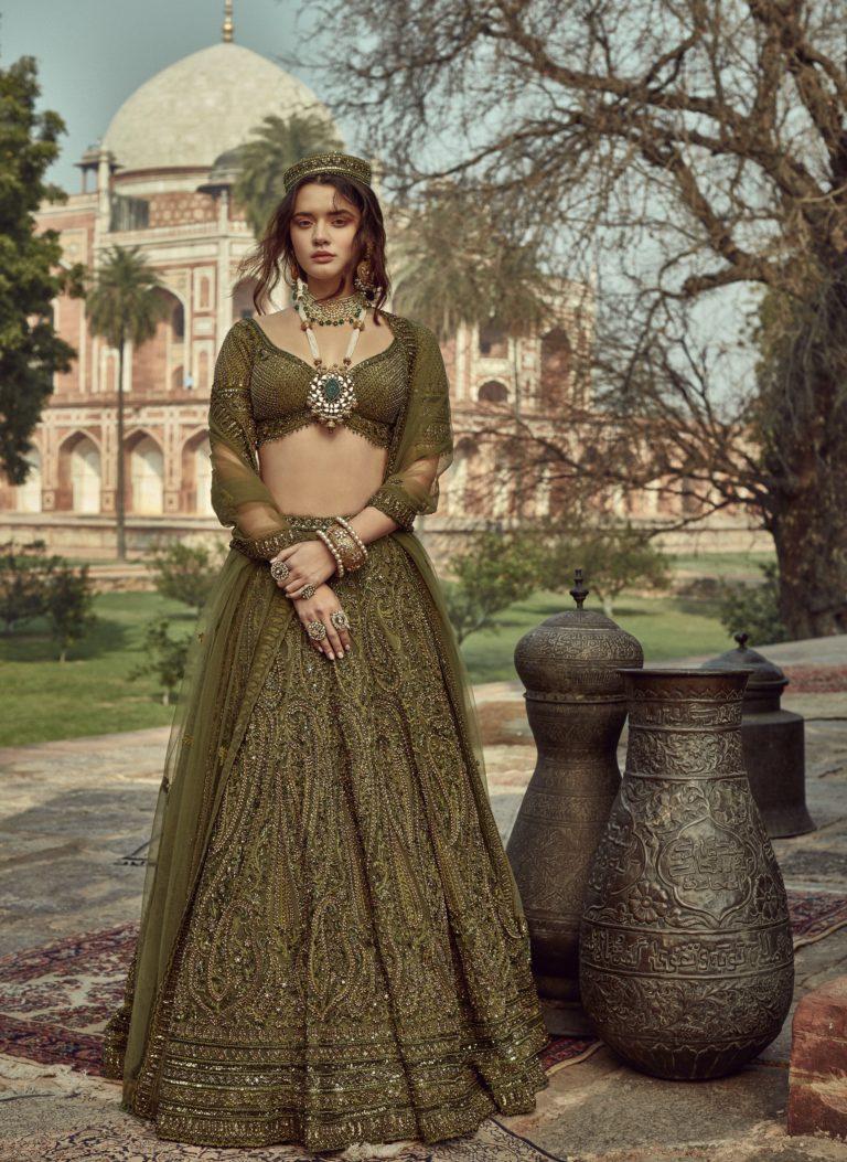 Green Twin Layered Lehenga Choli In Sequins Work 2805LG05