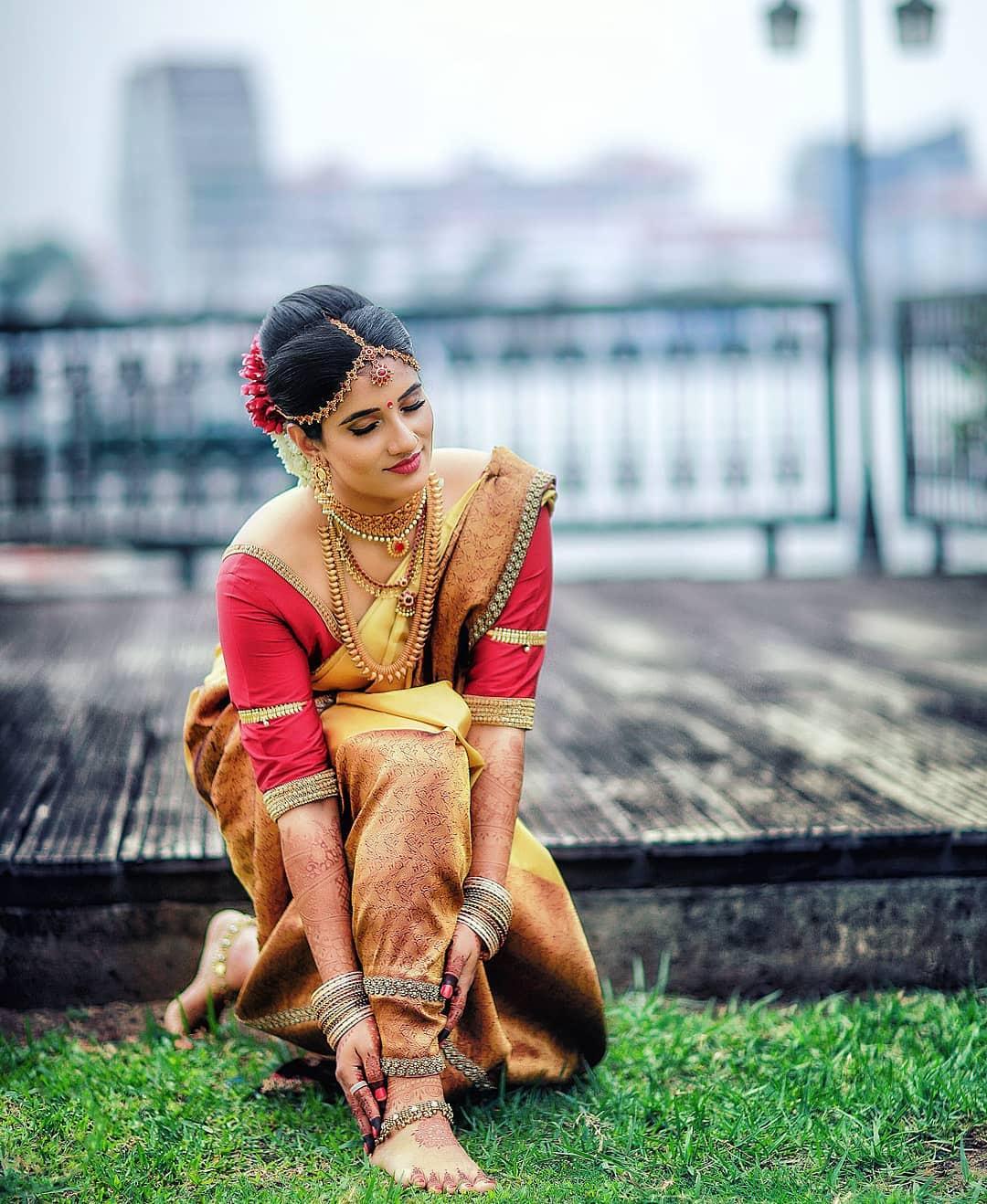 Bride Posing in Colorful Traditional Indian Dress · Free Stock Photo