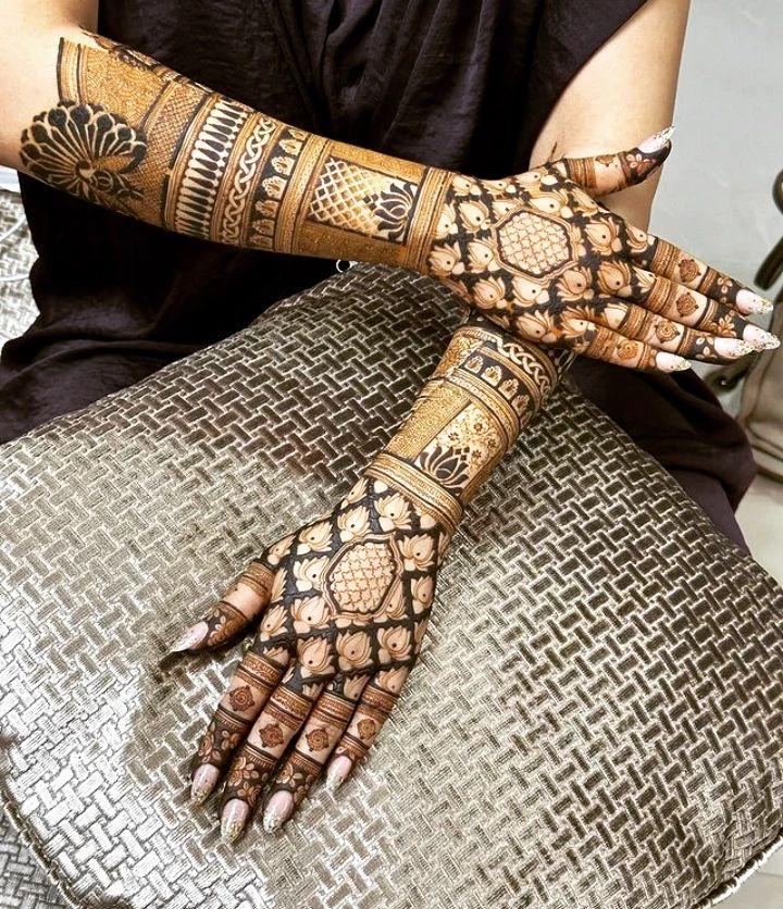 back full hand bridal mehndi design