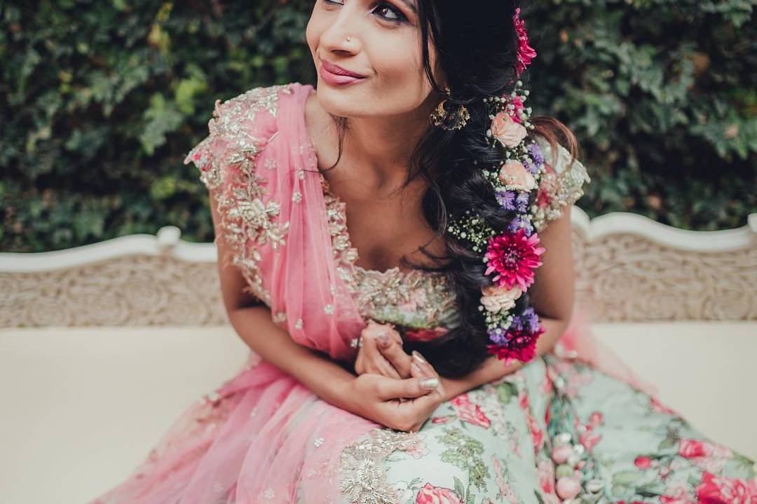 20+ Lehenga Hairstyles to Complement Your Regal Look | Short wedding hair,  Engagement hairstyles, Hair style on saree