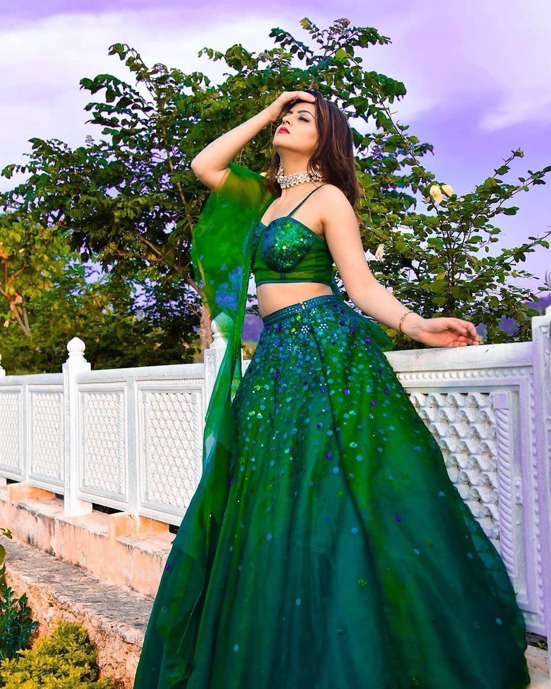 Bridal, Wedding Green color Silk fabric Lehenga : 1887793