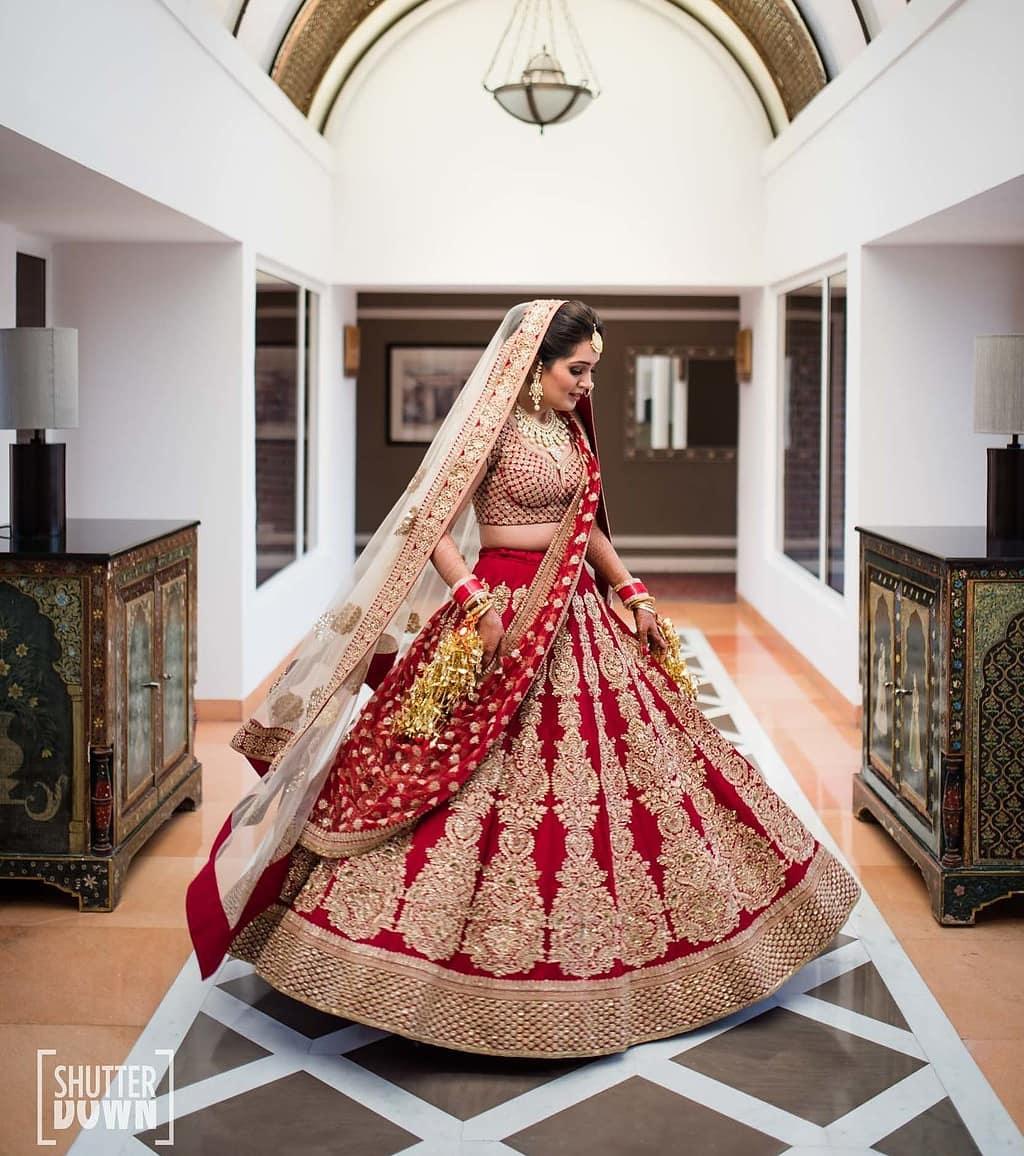 30 Bridal Lehengas with Long Blouse that are Every Bit Stunning! |  WeddingBazaar