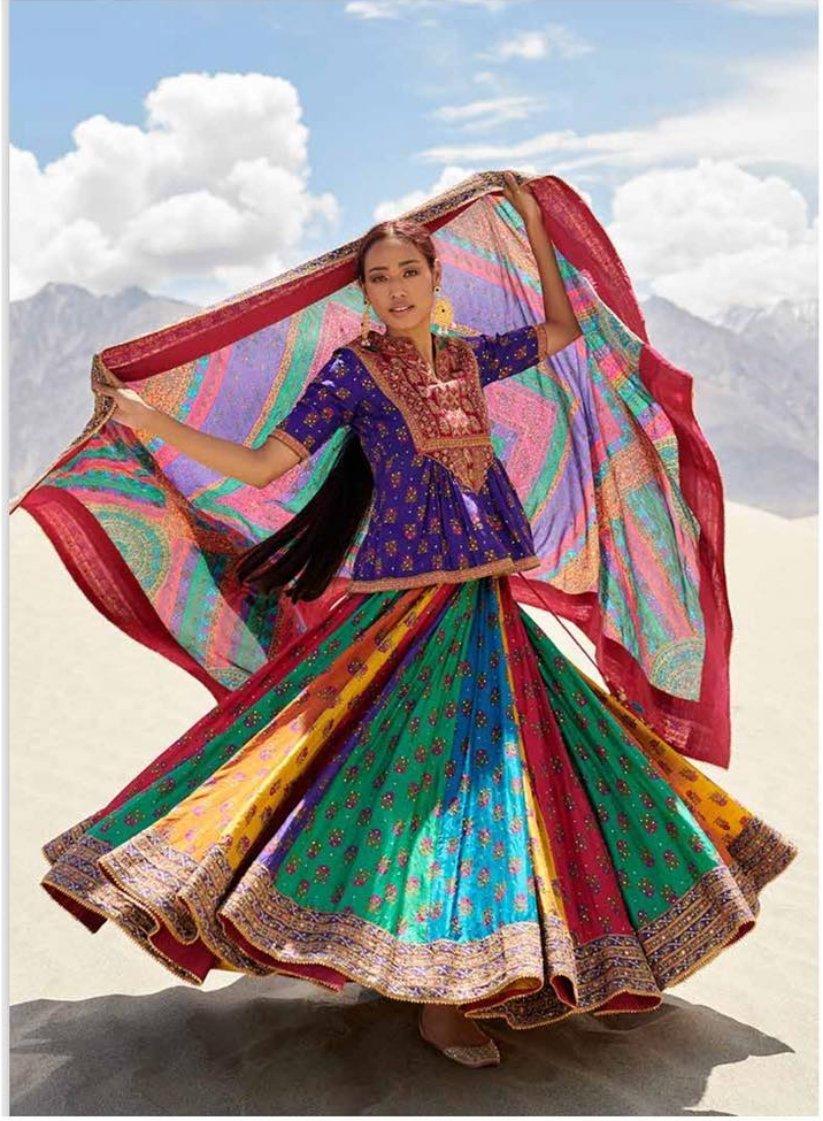 Buy Multi Color Silk Lehenga Set Online – Vasansi Jaipur