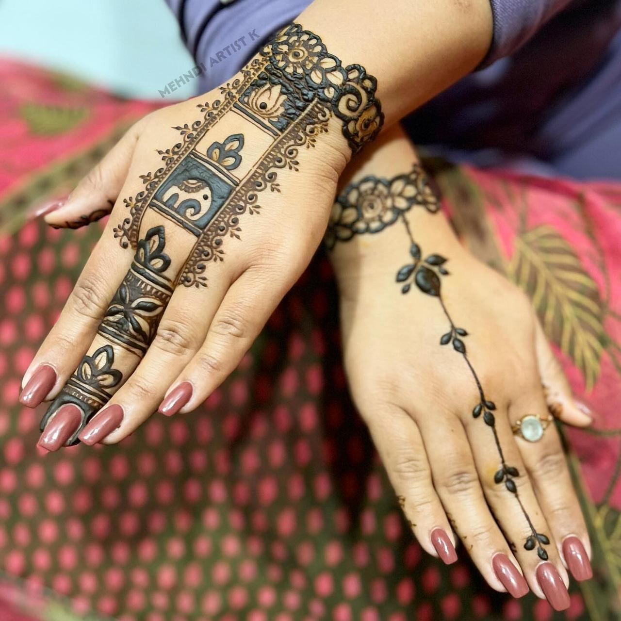 Personalised Elephant Henna Design for Fingers