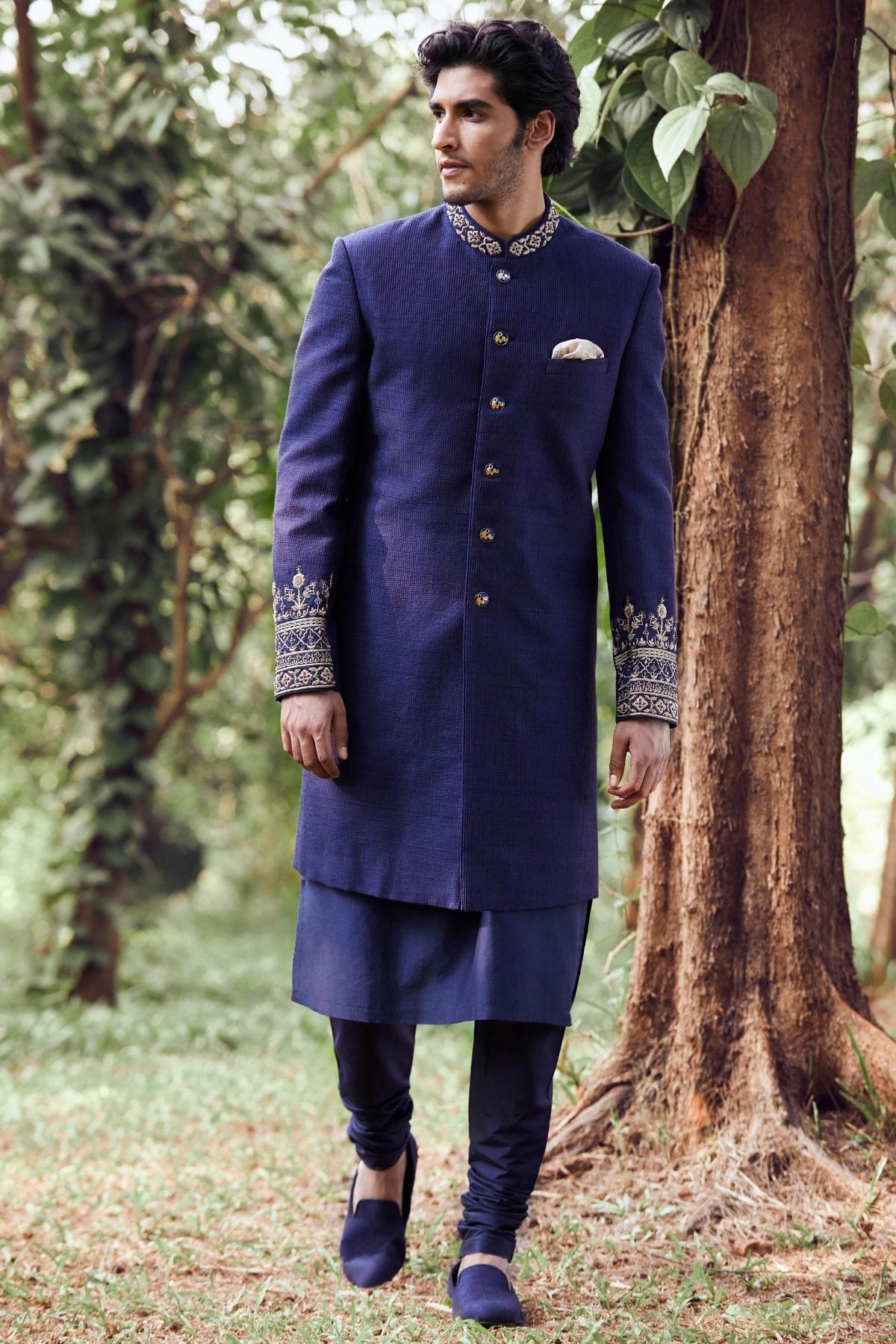 Groom sherwani in outlet blue color