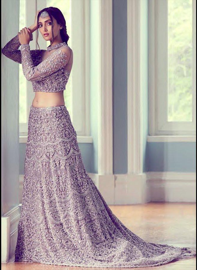 Buy Silver sequin embroidery lehenga set by Seema Gujral at Aashni and Co