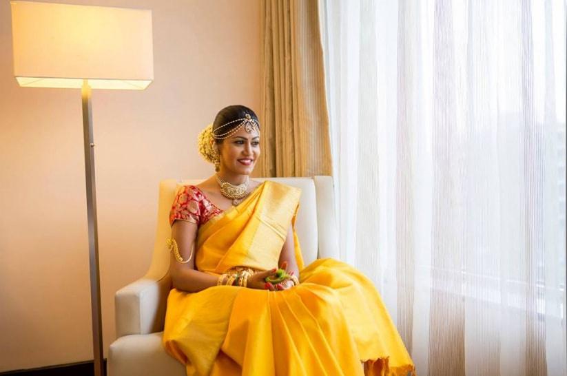 Telugu wedding yellow on sale saree