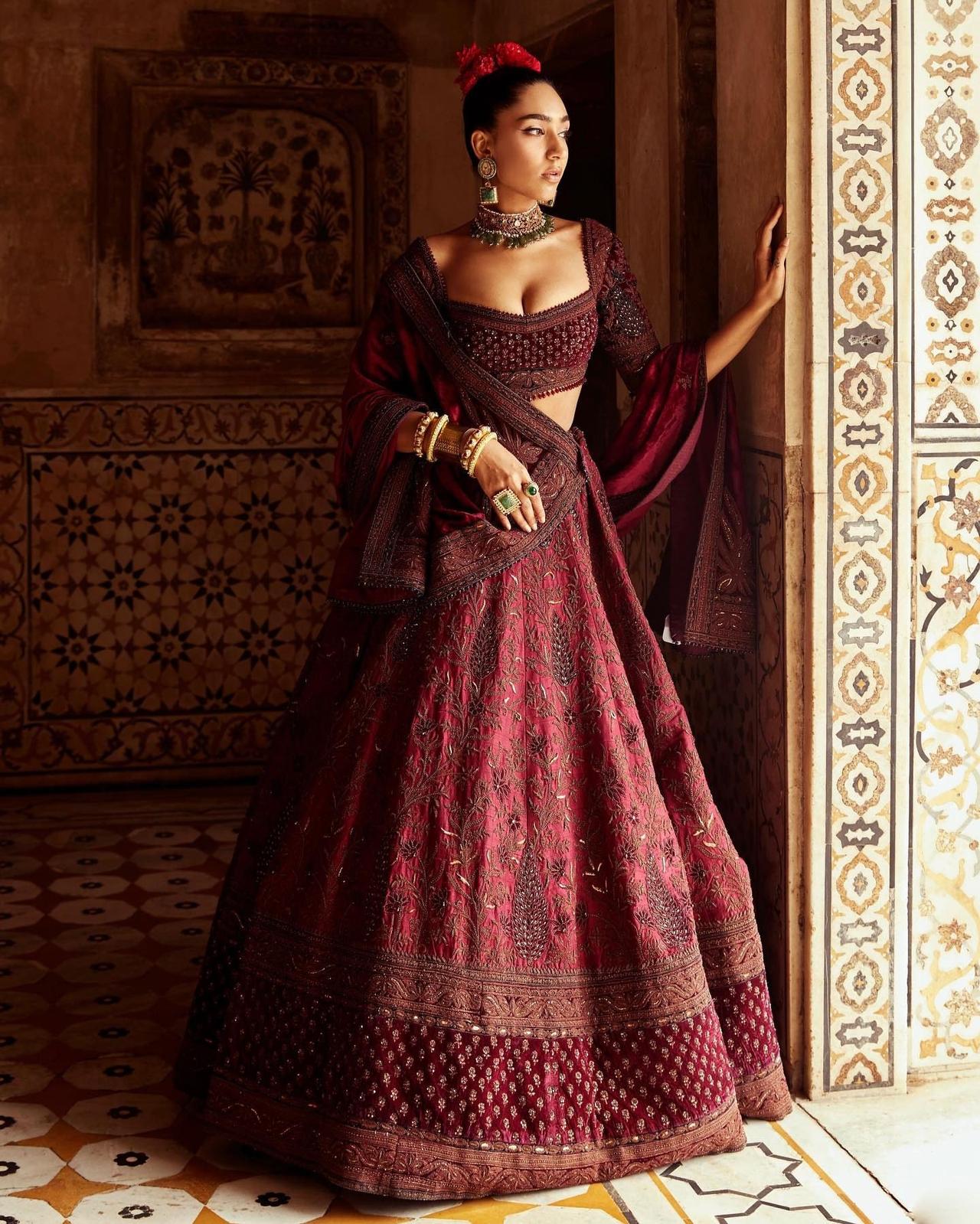 Buy Brown Jacquard Lehenga Saree With Silk Blouse Online - LLCV00530C |  Andaaz Fashion