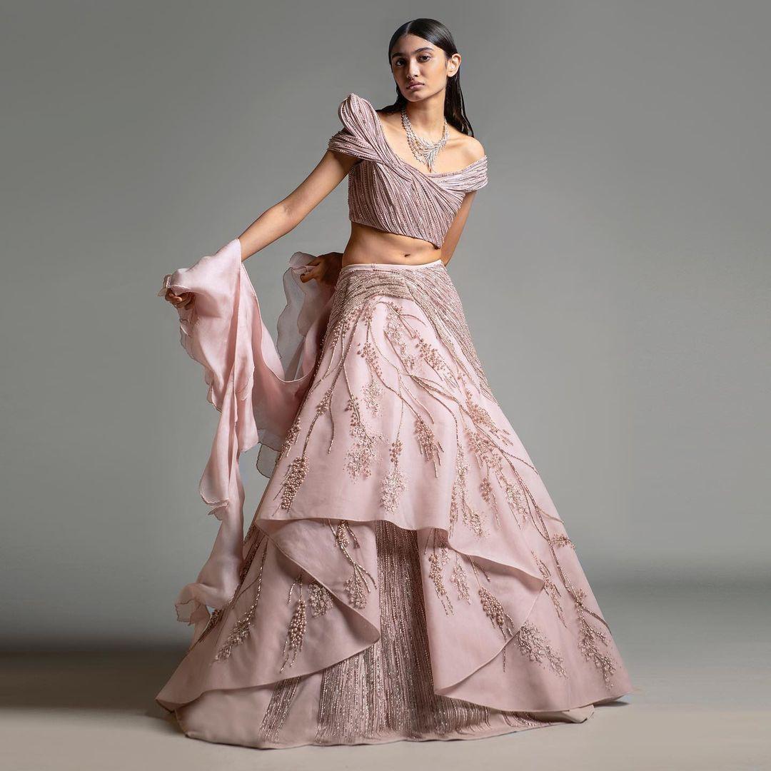 Hot Pink Hand Embroidered Lehenga Set Design by Quench A Thirst at Pernia's  Pop Up Shop 2024