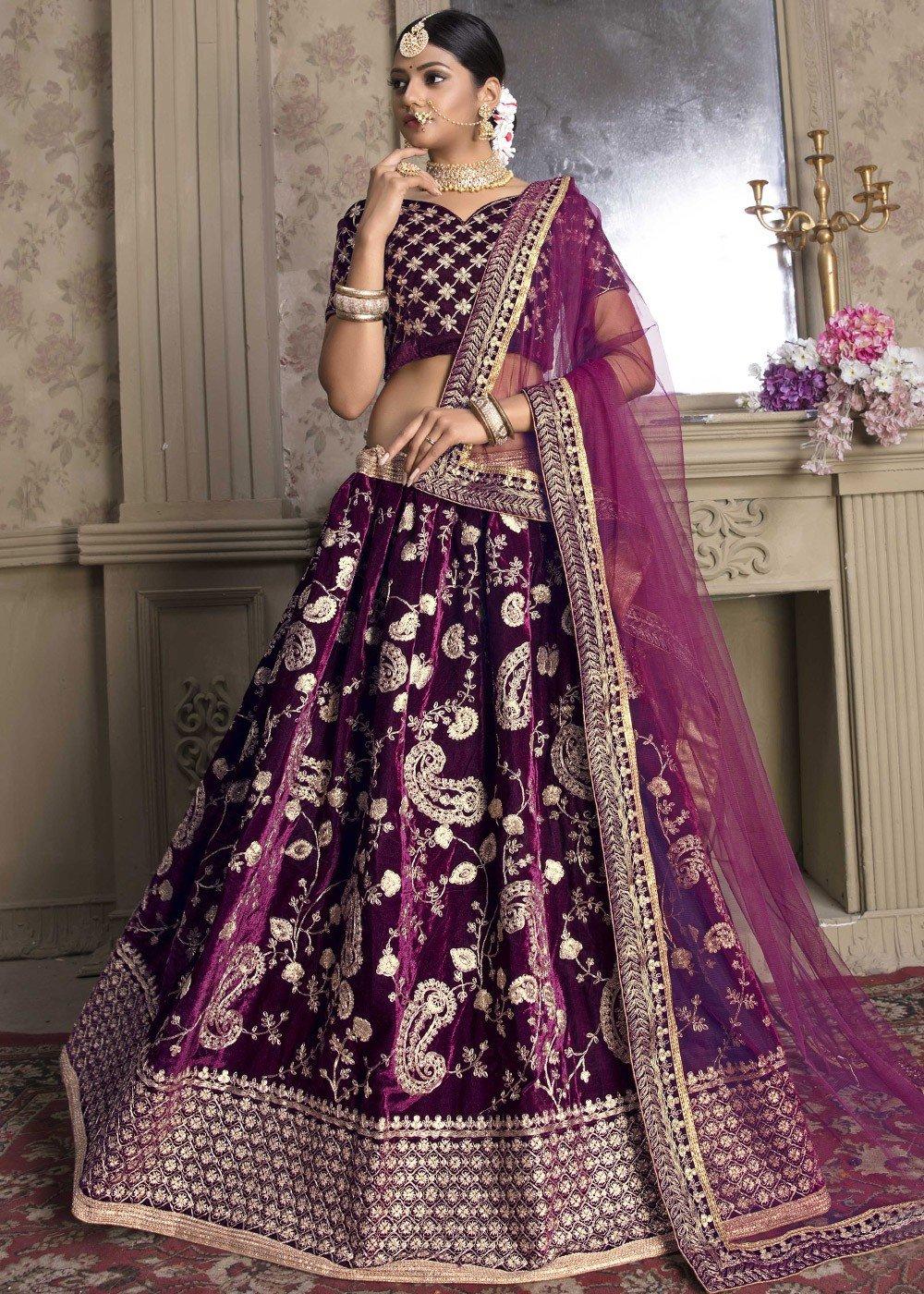 Buy Thistle Purple Lehenga Set In Sequins