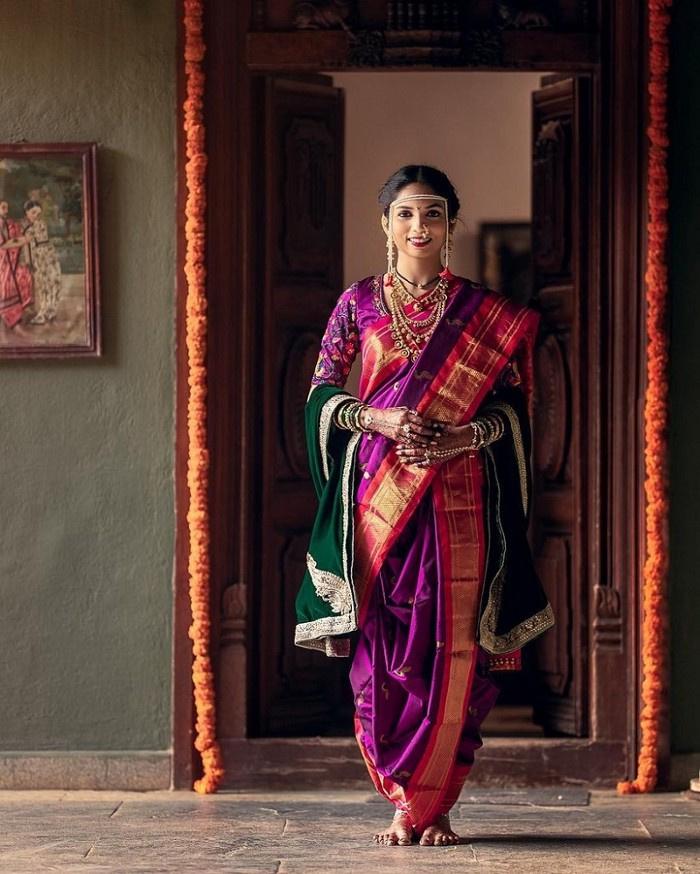 Beautiful Nauvari Sarees We Spotted On These Real Maharashtrian Brides! |  Engagement saree, Nauvari saree, Indian bridal sarees