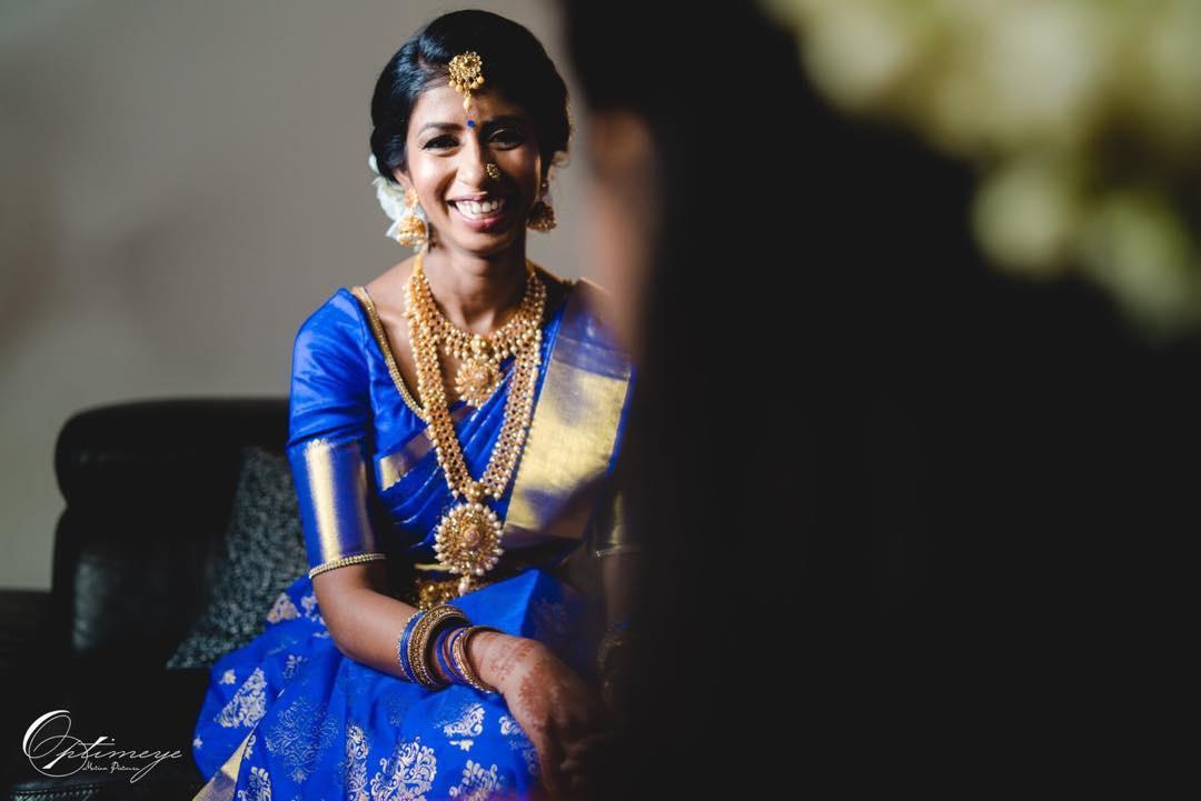 Dark Blue Sarees With A Unique Blouse To Match For The Brides 1935