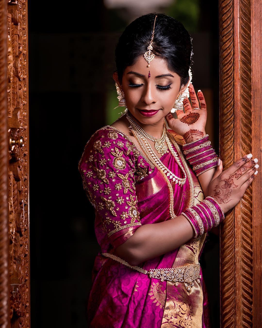 Wedding vibes ✨️💜 Beautiful saree from @rahasya.ch 💜 Customized blouse by  @piriyarajan🫶🏻 Fabulous jewels from… | Instagram