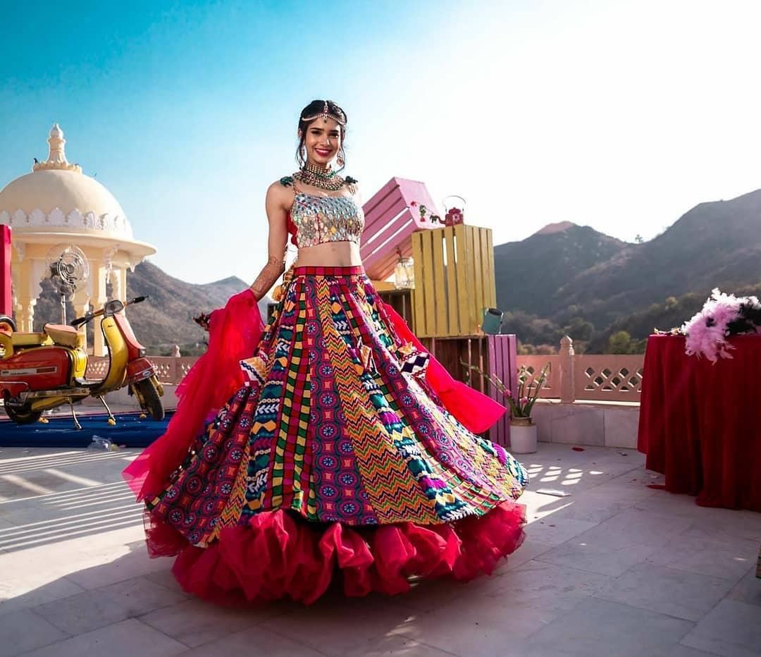 CC3718 Multi color Lehenga in 2023 | Lehenga, Nice dresses, Dress  accessories