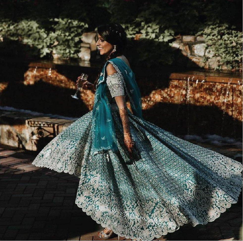 Baby Blue Organza Embroidered Lehenga – Preserve