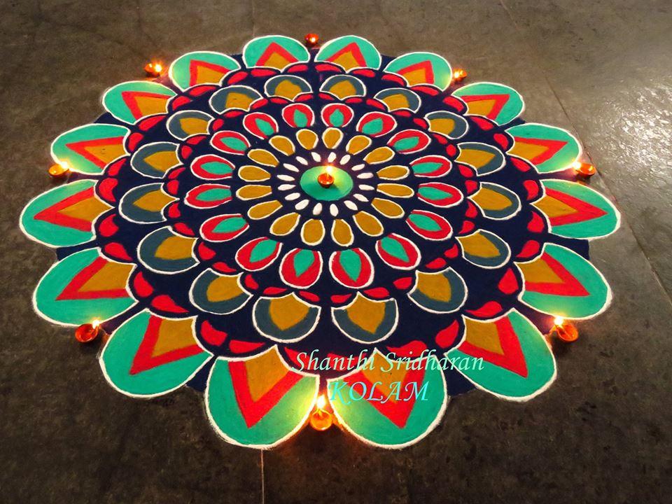 Simple Rangoli for Diwali with Mandala 