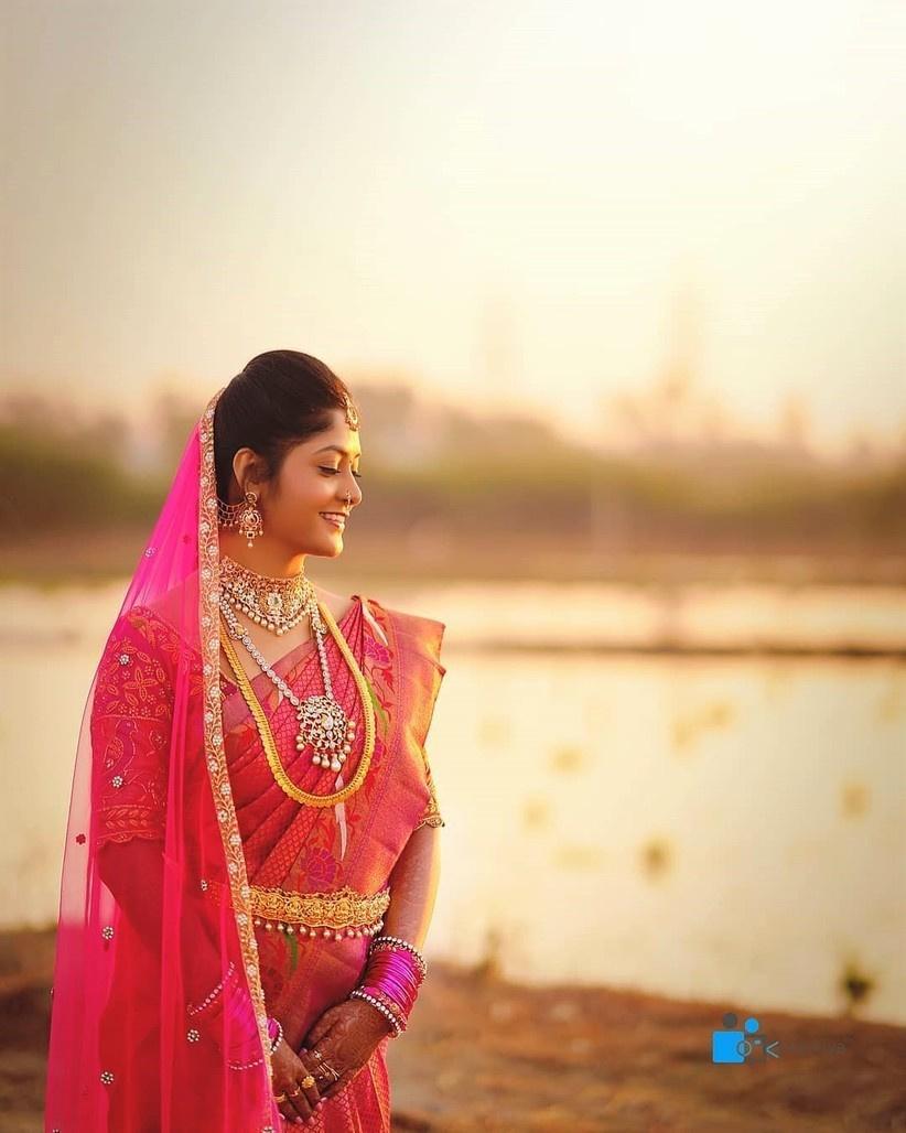 Cherry Red Banarasi Saree- Frontier Raas