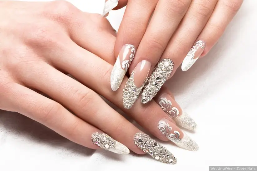Buy MTROYALDIA New Arrival 24 Pcs/Set of Designer French Bridal Wedding  Flowers False Nails Nail Art Design Acrylic Full Fake self adhesive Nail  Tips (COLOR 1) Online at Low Prices in India -