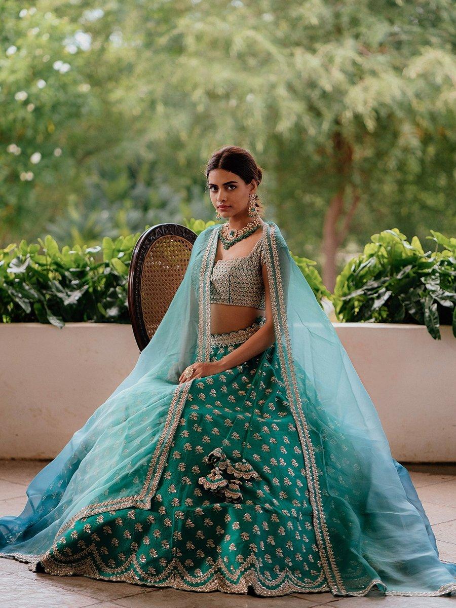 Buy Designer Sabyasachi Inspired Dark Green Color Teal Green Lehenga Choli  for Women With Embroidery, Wedding Wear Bollywood Style Bridal Lengha  Online in India - Etsy