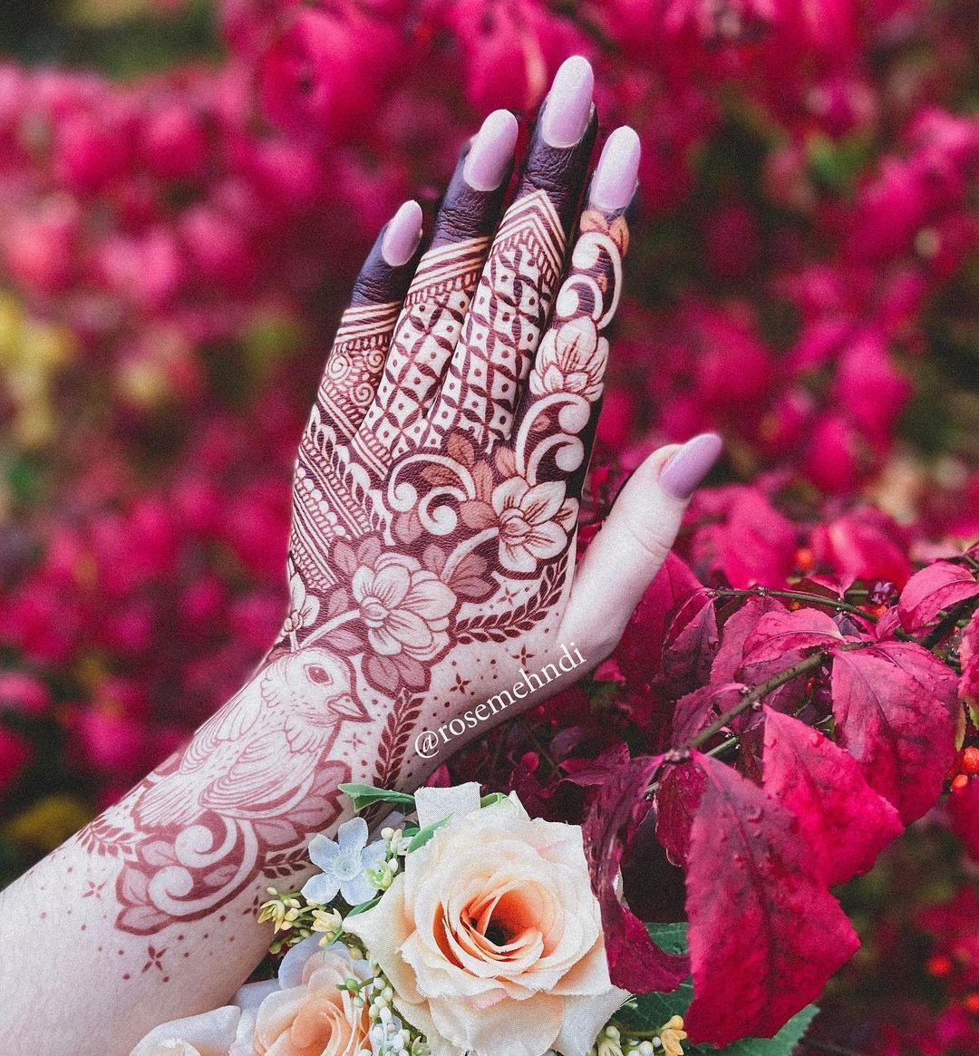 50 Most Attractive Rose Mehndi designs to try - Wedandbeyond