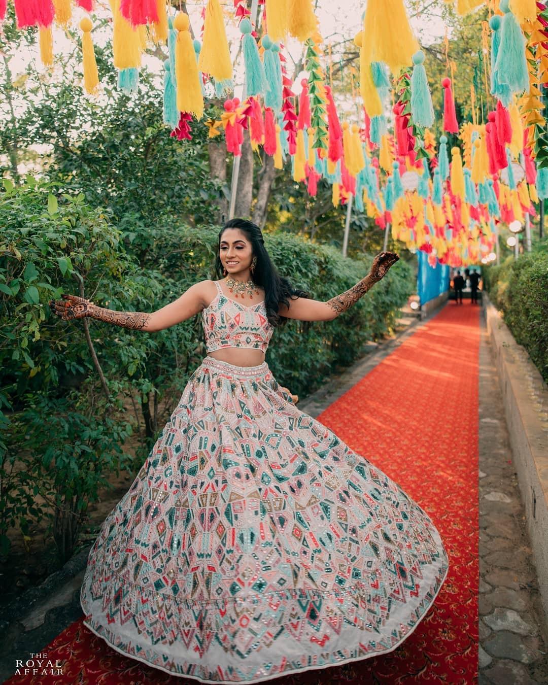 Multi-Colored Banarasi Silk Lehenga Set Design by Jiya by Veer Designs at  Pernia's Pop Up Shop 2024