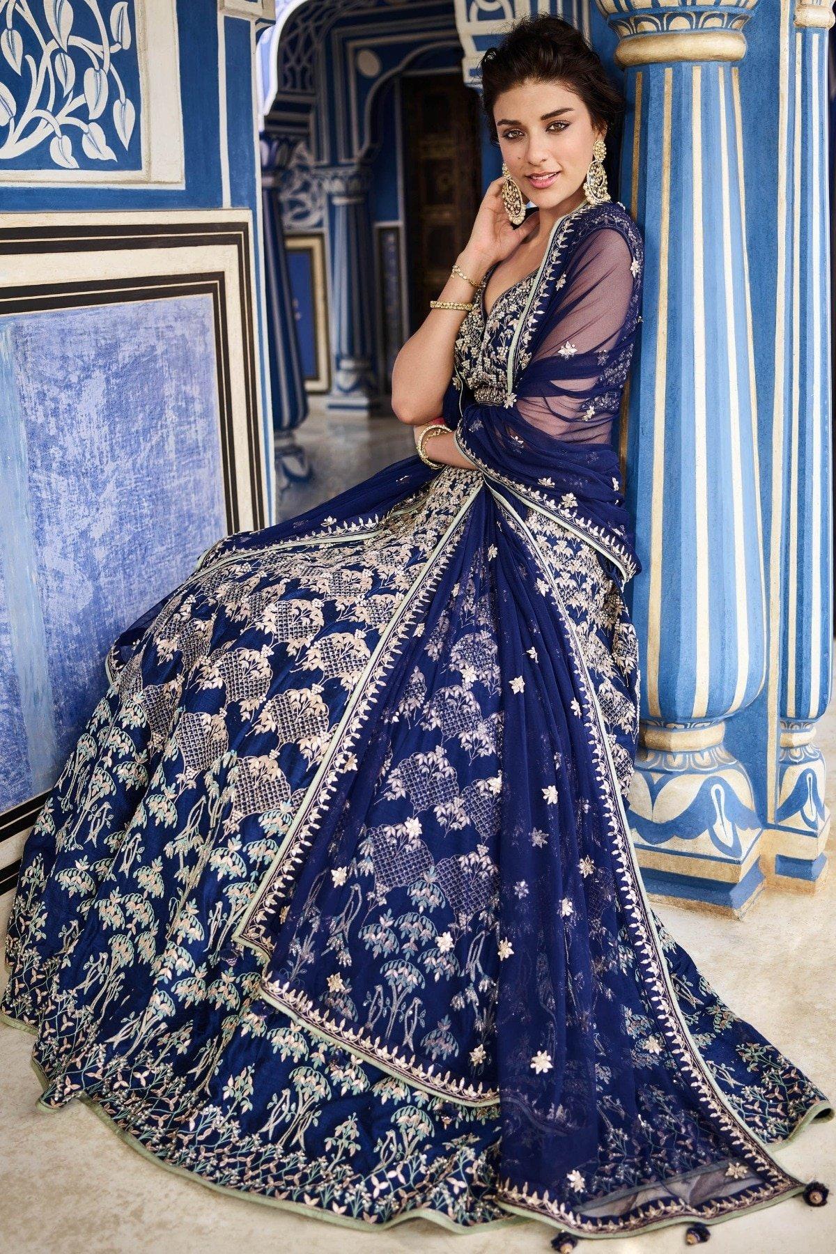 Moonlight Navy Blue Lehenga Set – NyaariJaipur