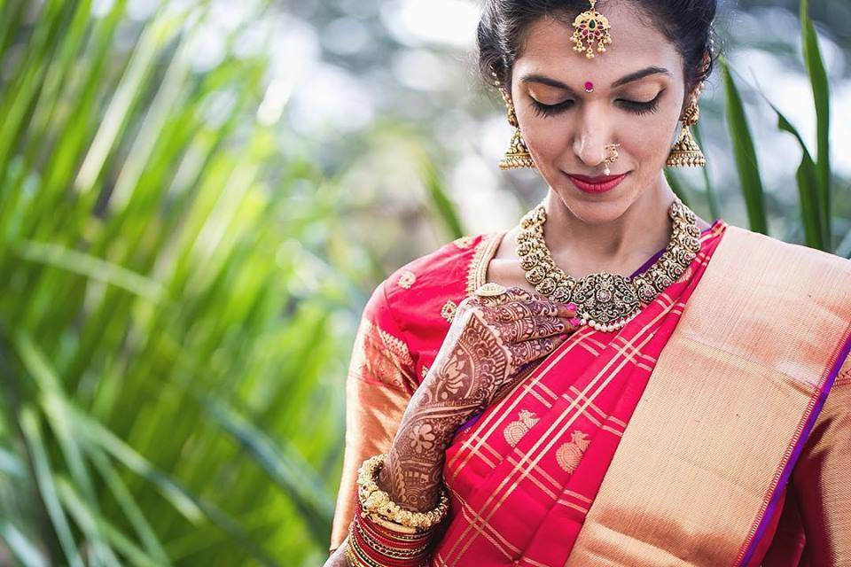 Berry blue chanderi saree with gold zari buttis and gold tissue border