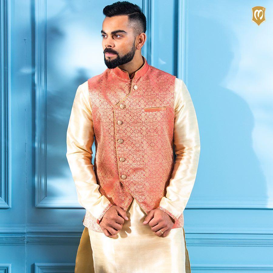 Buy Rust Red Jacket With Golden Motifs Online in UAE @Manyavar - Nehru  Jacket for Men