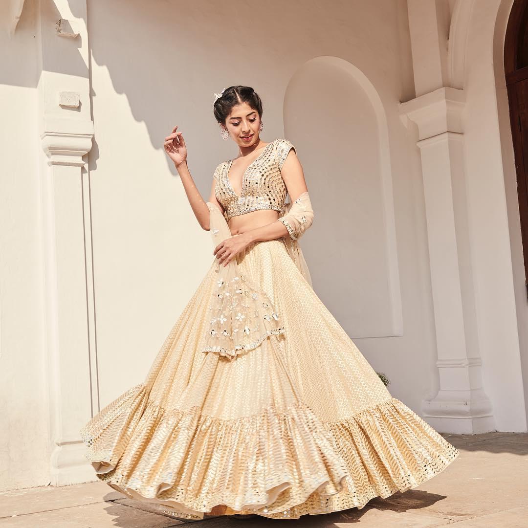 Popular $129 - $193 - Cream Lehenga Style Lehenga Choli and Cream Lehenga  Style Chaniya Choli Online Shopping