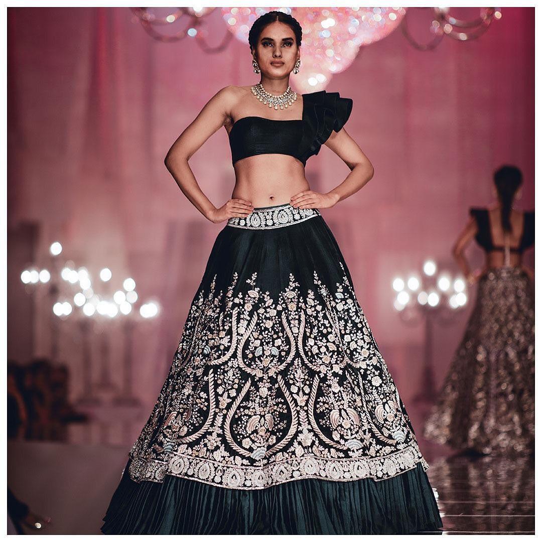 soft net Thread and Sequins Embroidered Work LEHENGA CHOLI