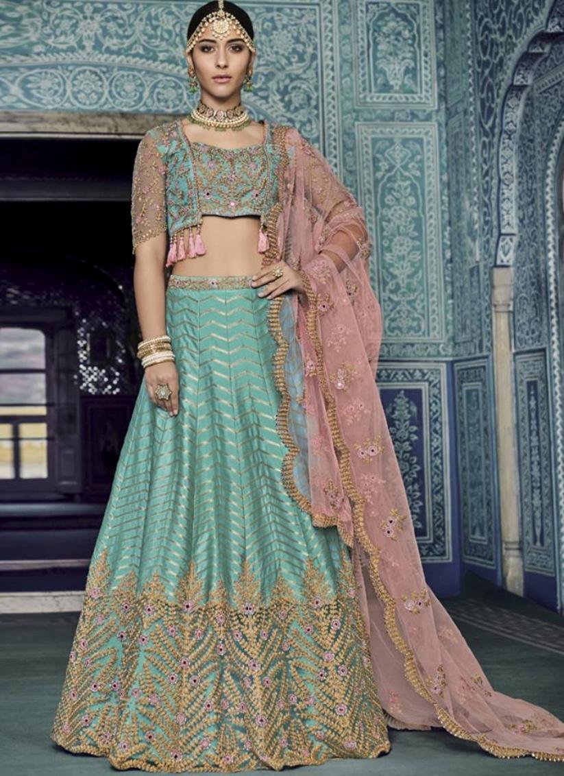 Pink Lehenga With Border Heavy Sequence Worked Designer Choli For Wedd –  Cygnus Fashion