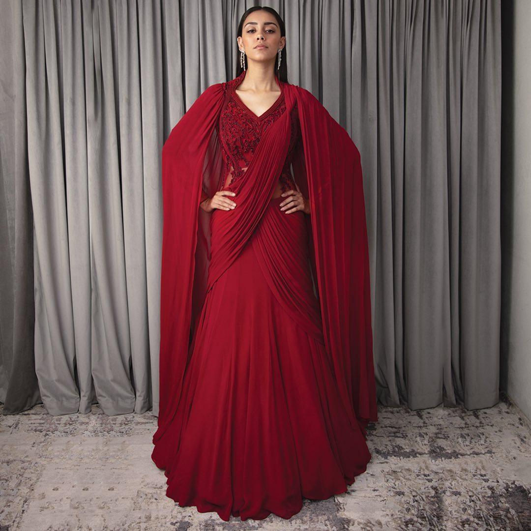 Mango Draped Dress With Cape Design by Kavita Bhartia at Pernia's Pop Up  Shop 2024