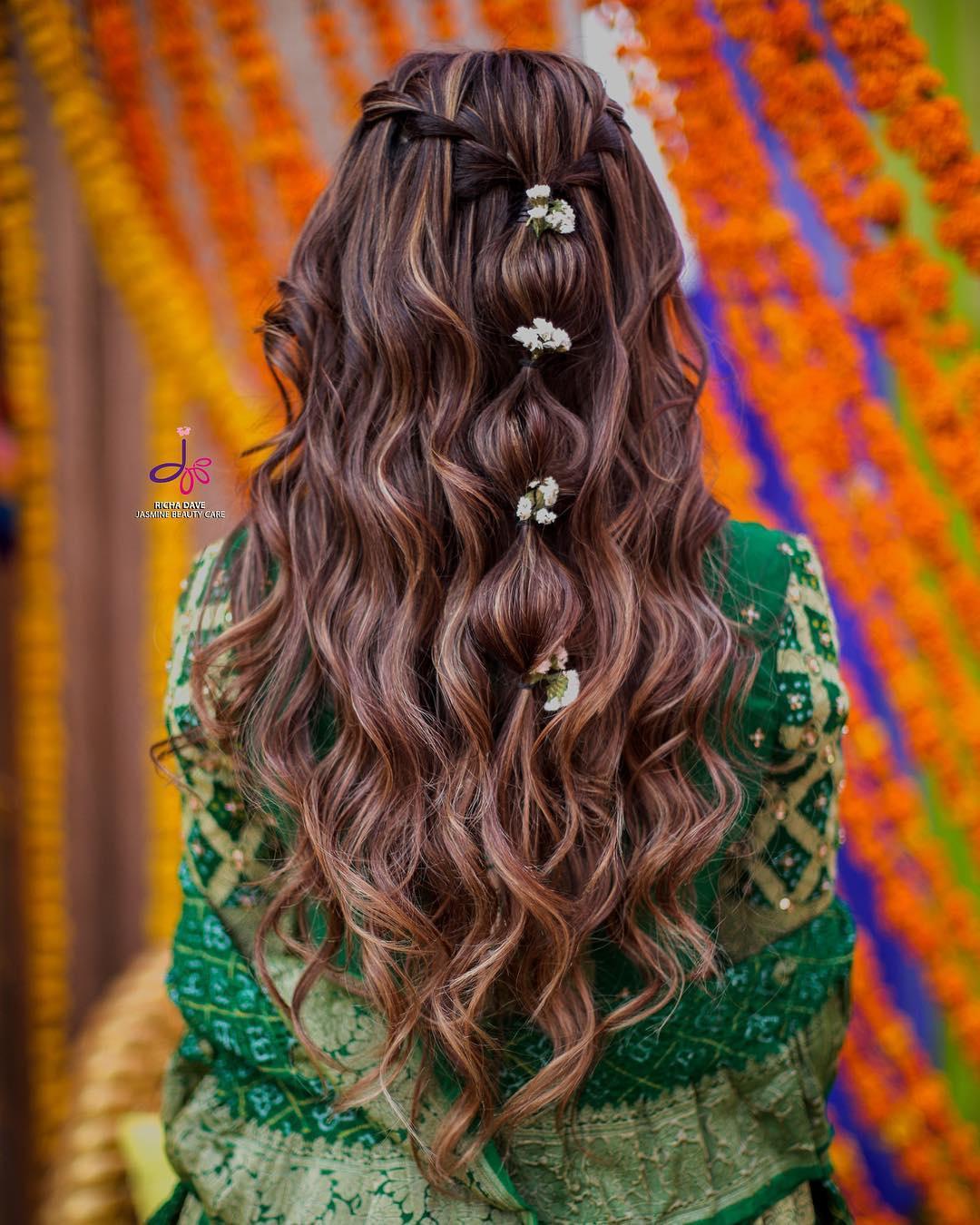 Baby's Breath and Rose Down Hairstyle