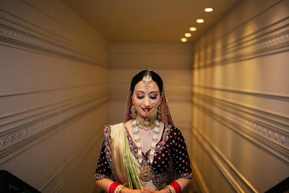 bridal long gold necklace