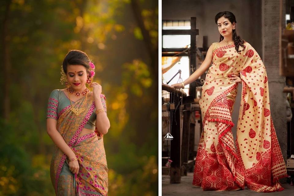 Latest Mekhela Chadar Designs for the Brides Her Bridesmaids