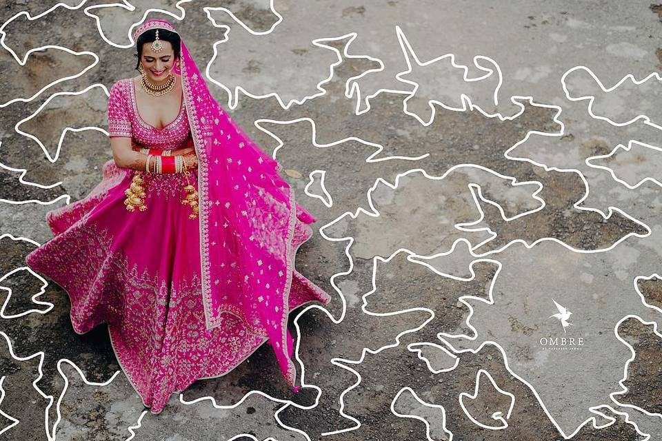 Bride wearing a pastel pink lehenga with a yellow dupatta and emerald  jewellery. | Pink bridal lehenga, Indian bride outfits, Indian bridesmaid  dresses